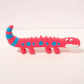 Green lizard-shaped dog chew toy with squeaker, measuring 24cm long
