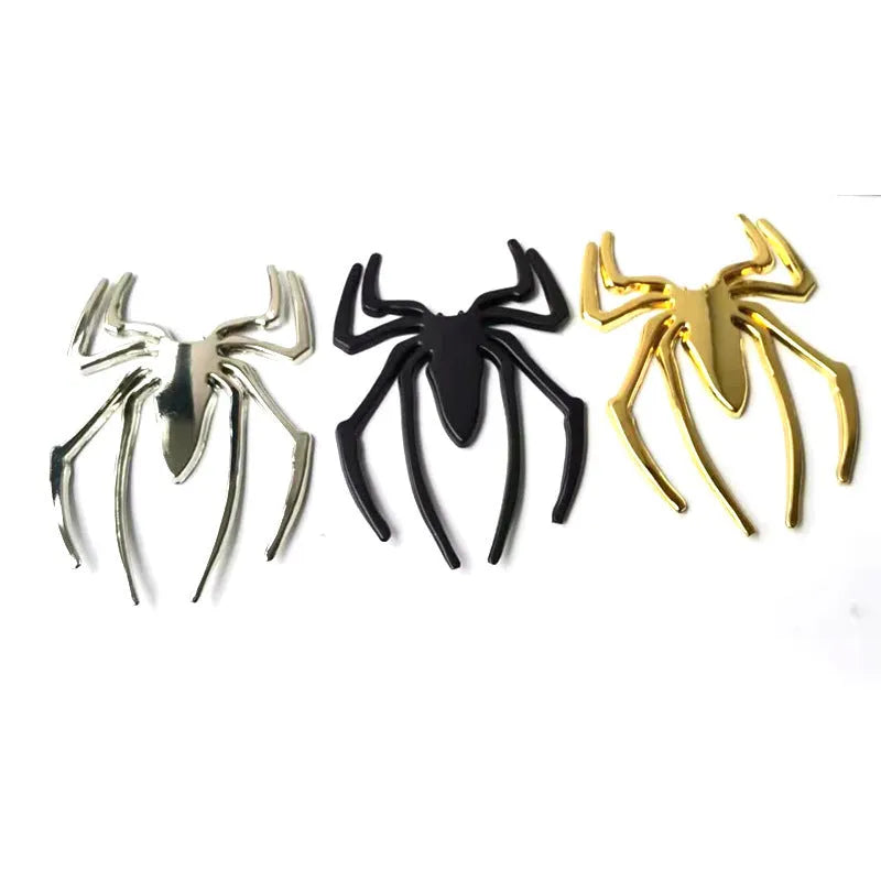 3D metal spider car bumper sticker in zinc alloy measuring 7x5cm