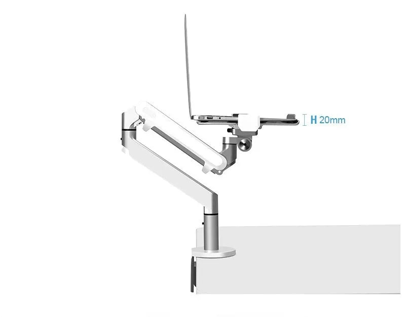 Aluminium hover notebook stand with adjustable arm bracket in silver or black colour