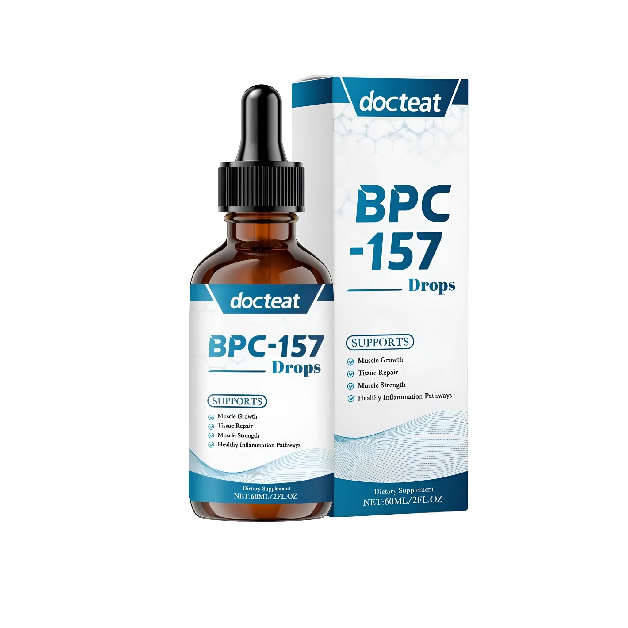 60ml bottle of muscle recovery energy supplement drops with herbal formula