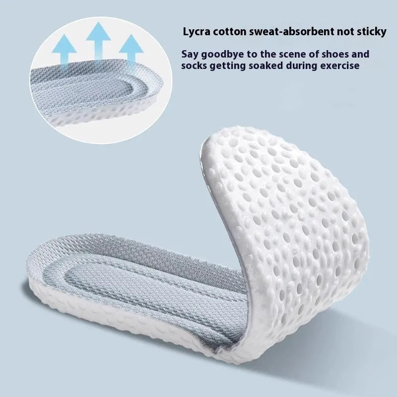 A pair of grey breathable PU sports insoles that can be cut to size on a white background