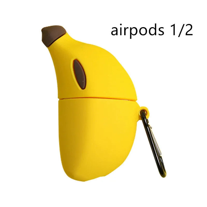 Yellow banana silicone protective case for AirPods Pro and AirPods 3 wireless headphones