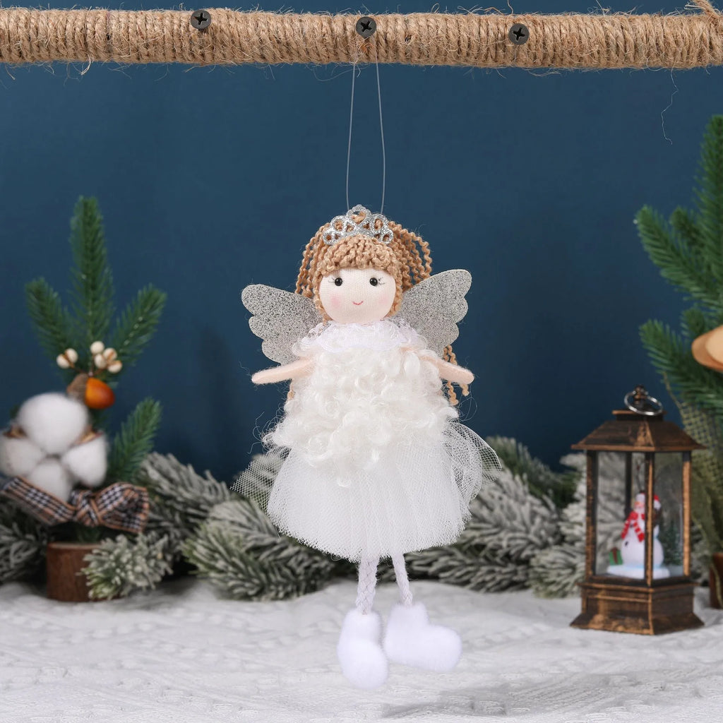 Cloth Christmas angel girl pendant hair accessory for high ponytails in three colour variations