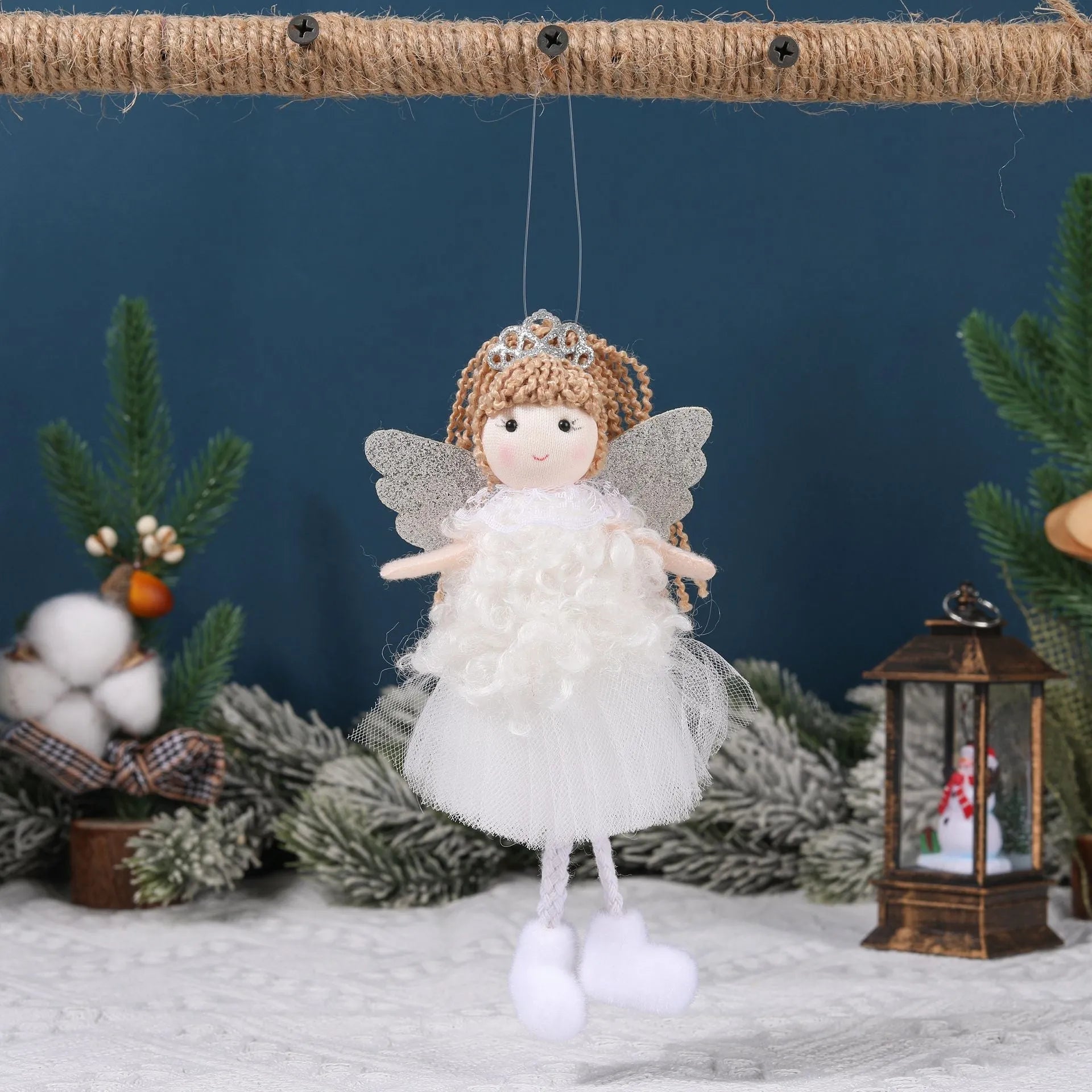 Cloth Christmas angel girl pendant hair accessory for high ponytails in three colour variations