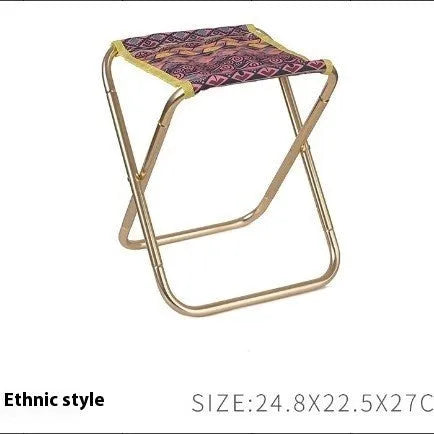 Black national style aluminium alloy folding stool shown in folded and unfolded positions.