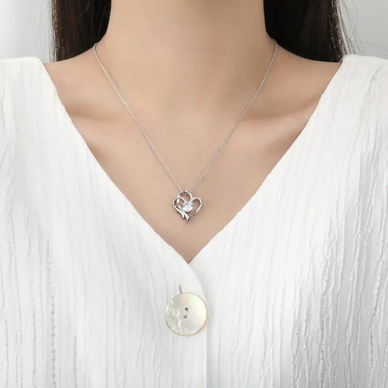 Women's heart-shaped necklace in 925 silver with gold plating options