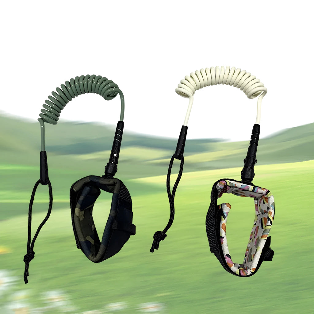 High elastic surfboard hand holding rope showing flexible construction for board transport