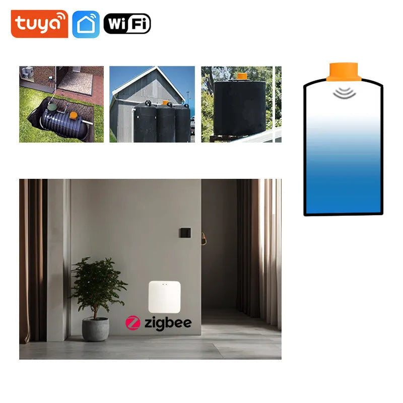 Moray ME201W wireless fluid level sensor monitor for water and oil tanks with Wi-Fi and smartphone app.