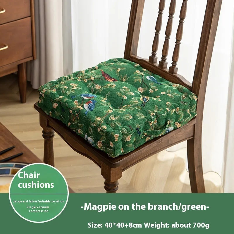 American dining chair back cushion with floral bird pattern, 40×40×8cm dimensions
