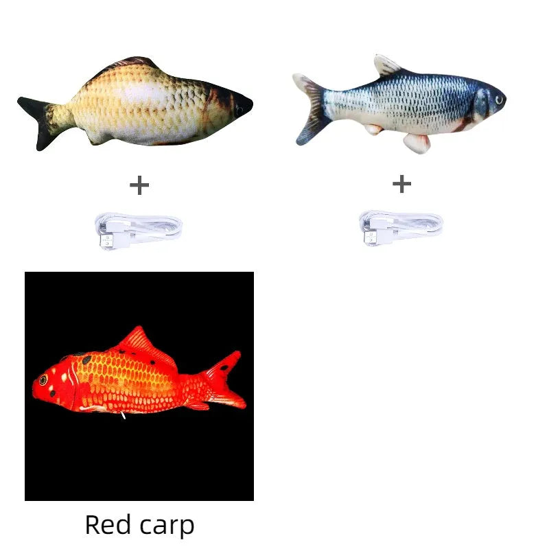 Multicolour electric jumping fish cat toy with USB cable for recharging