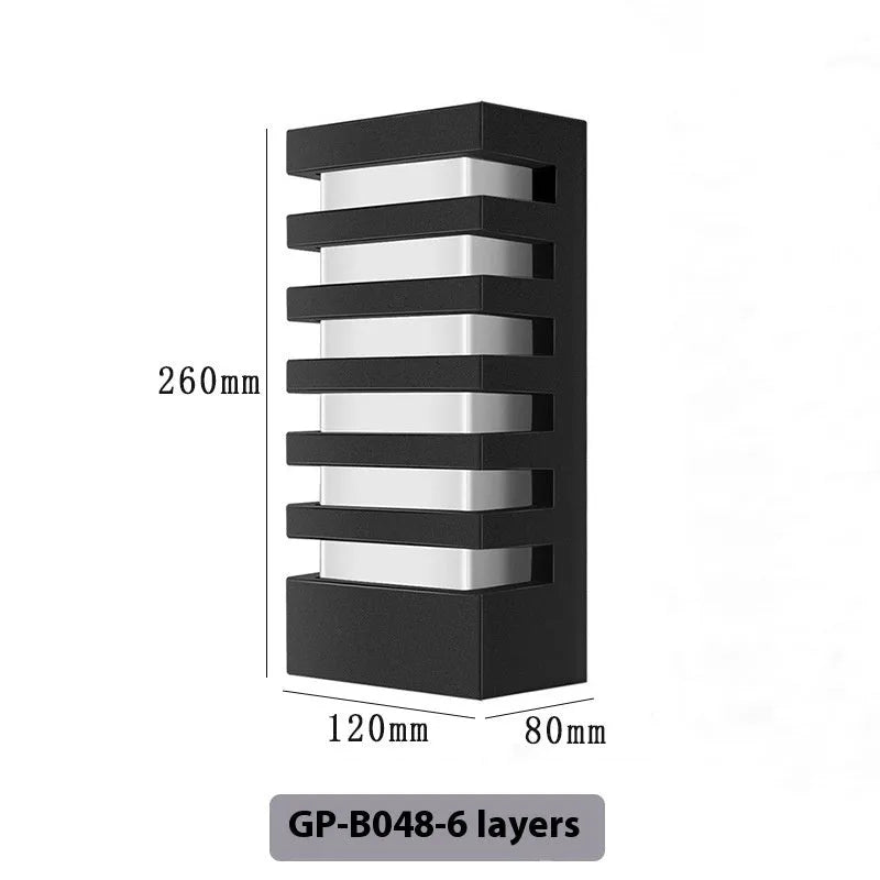 Modern outdoor wall lamp with aluminium alloy construction and layered design