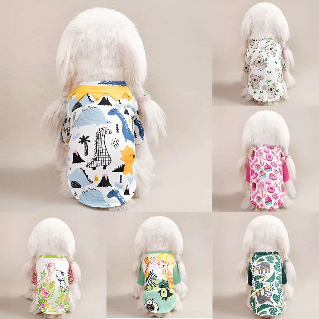 Printed polyester dog t-shirt in casual style with full design coverage
