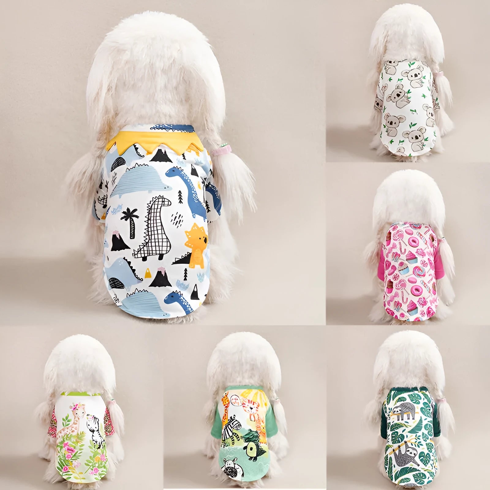 Printed polyester dog t-shirt in casual style with full design coverage