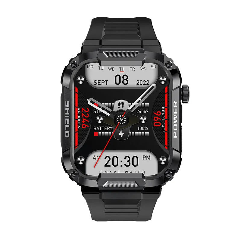 Intelligent three-prevention watch with Bluetooth call, heart rate monitor, 1.85 inch touch screen, silicone strap, black colour