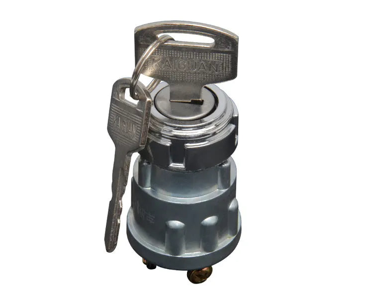 Copper automotive ignition switch with key for trucks and forklifts.