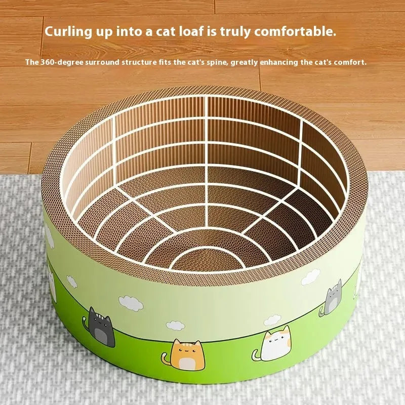 Large corrugated paper cat scratch board with deepening round pit design in 45cm or 50cm size