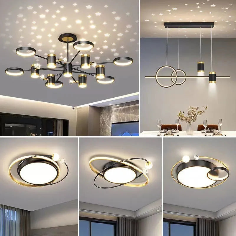 Black iron pendant lamp with 13 light heads in circular 1000mm diameter frame