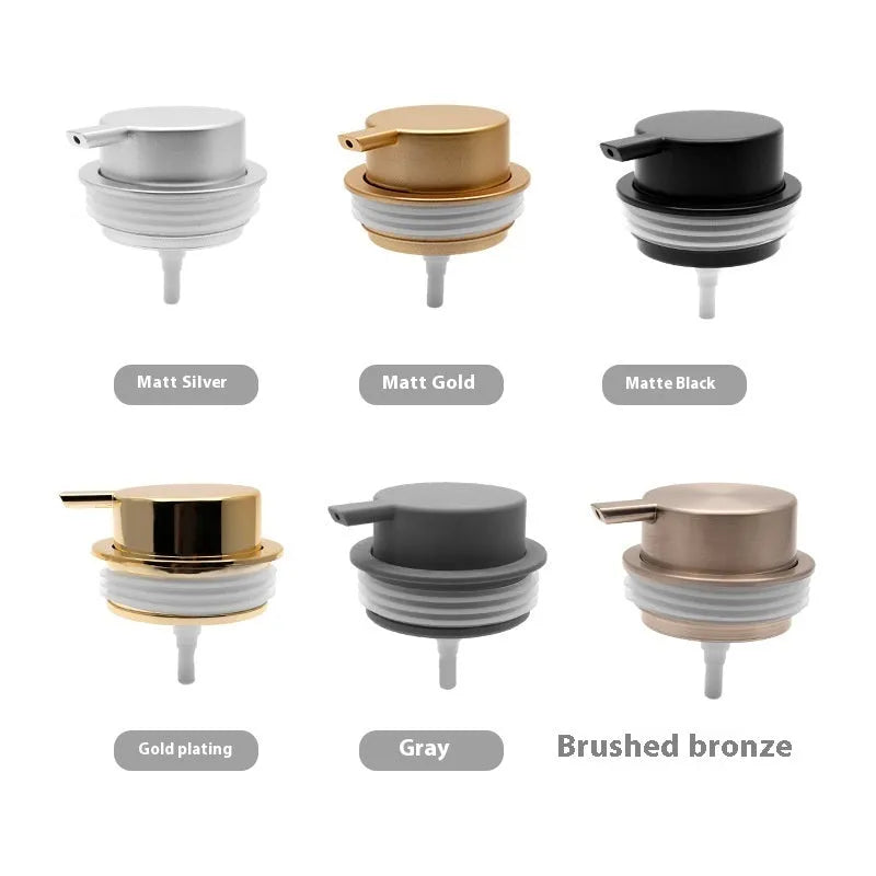 ABS plastic foam pump for facial cleanser in various metallic and matte colours.