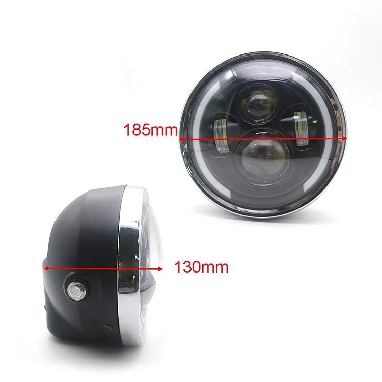 Fisheye motorcycle LED headlight 7.5 inch black ABS+aluminium IP67 waterproof