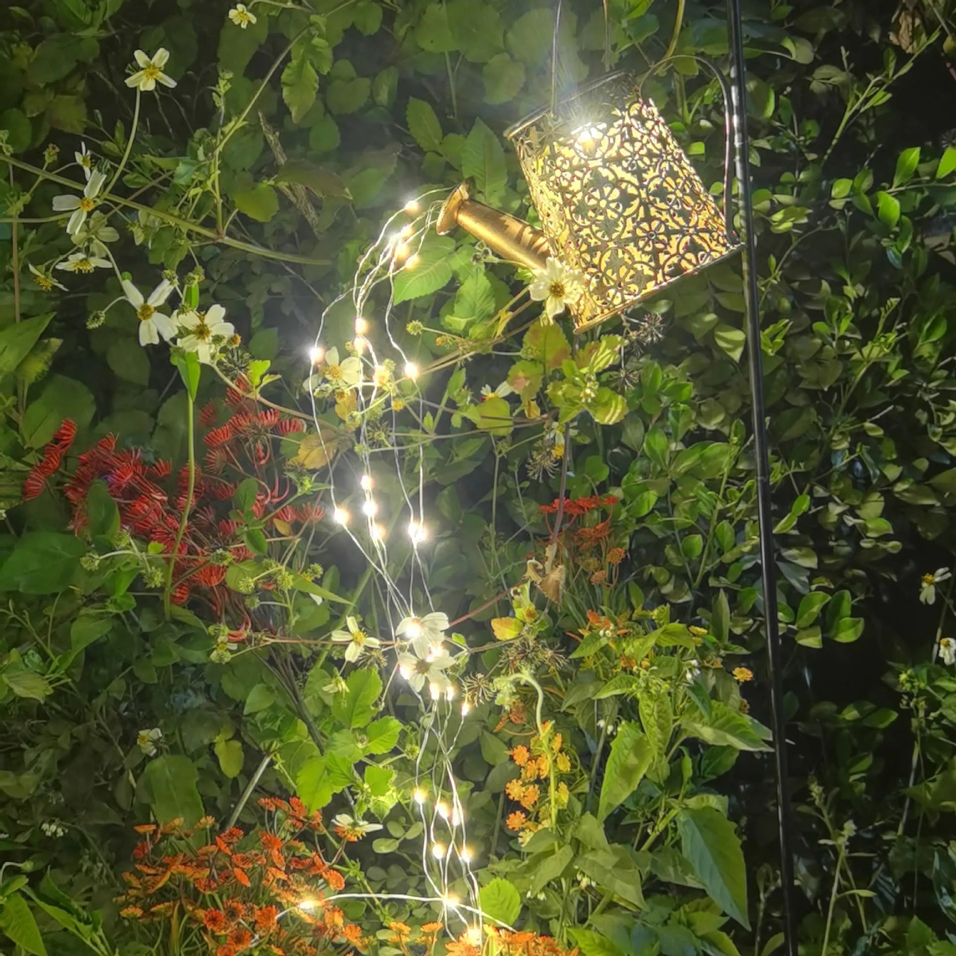 Solar butterfly kettle courtyard light decorative wrought iron outdoor lantern