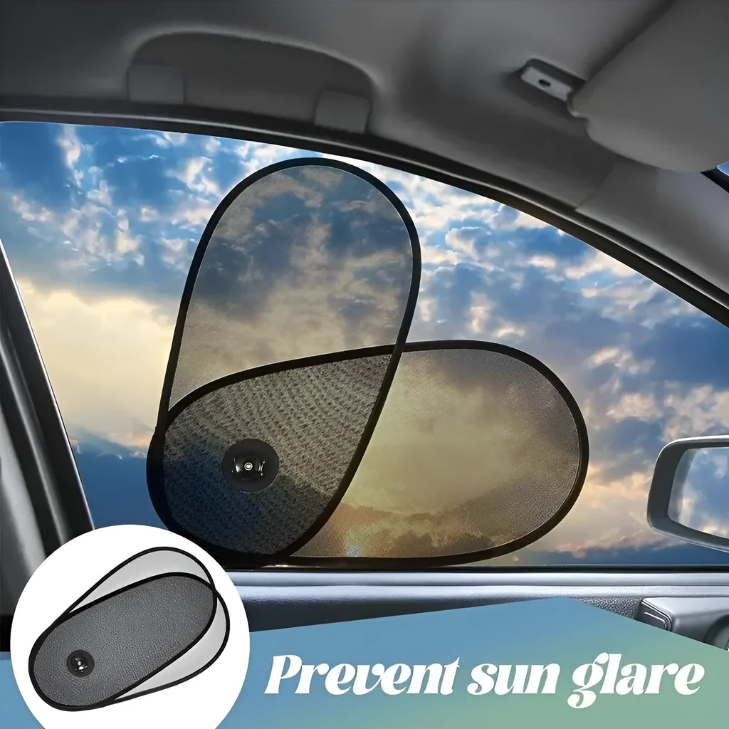 Breathable car window shades with suction cups attached to vehicle side window