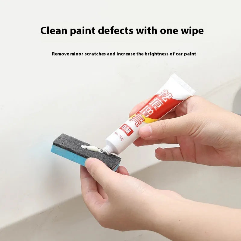 Car repair wax kit with Scratch Removal A Wax, Brightening B Wax, and a frosted sponge mop for paint restoration.