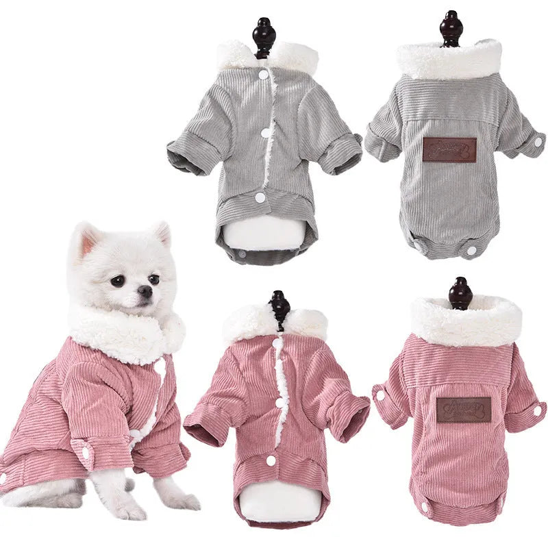 Lambswool fleece-lined dog vest in grey or pink with wool lining for autumn and winter warmth
