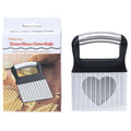Stainless steel potato wave knife for making wavy vegetable slices, shown in black or white.