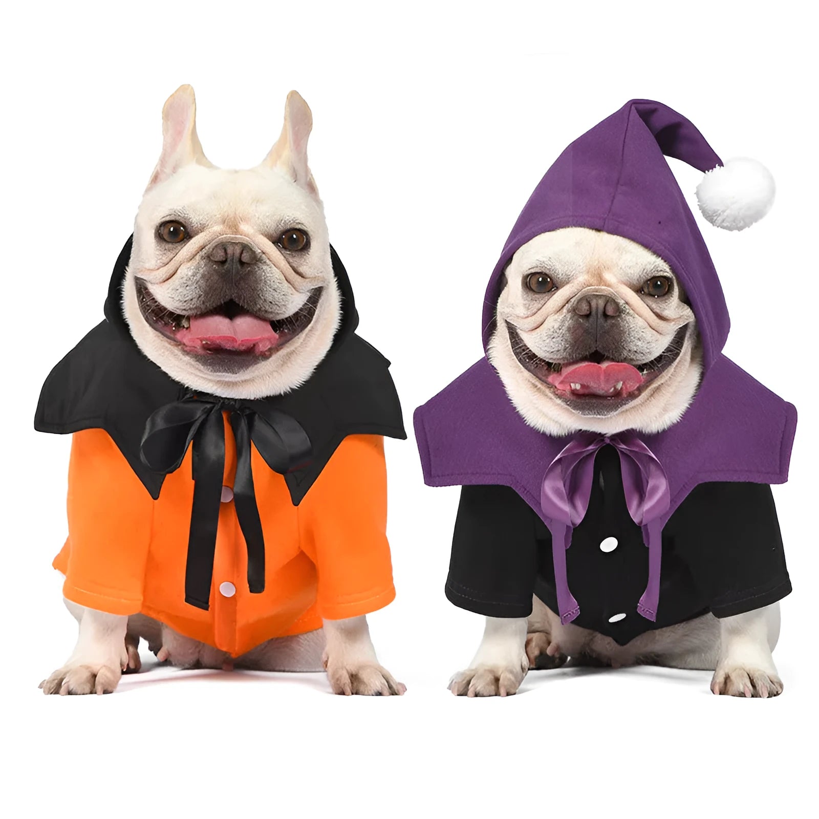 Black and orange pumpkin themed two-piece sweater and shawl dog clothes in cotton material