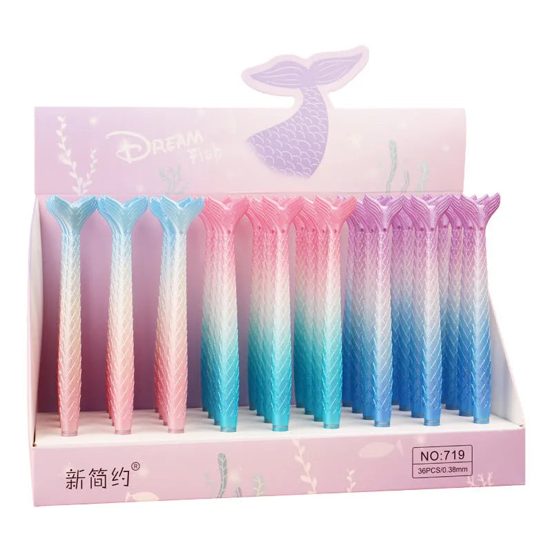 Plastic mermaid cartoon pen with 0.38mm needle-tube writing tip