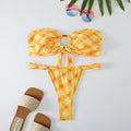 Women's floral printed tube top bikini set with backless design in multiple colour options