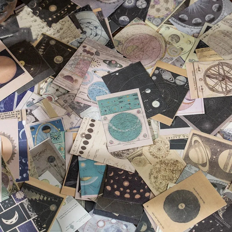 Retro style boxed material stickers set showing 4cm by 6cm dimensions and Secret Land colour design