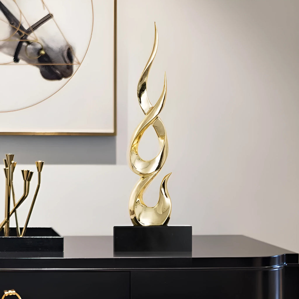 High-rise festival decoration ornament in bright gold and transparent gradient blue resin plastic craft