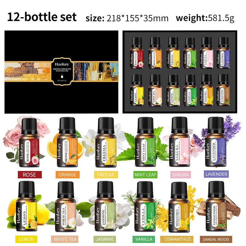Boxed set of water-soluble aromatherapy essential oils for diffuser use