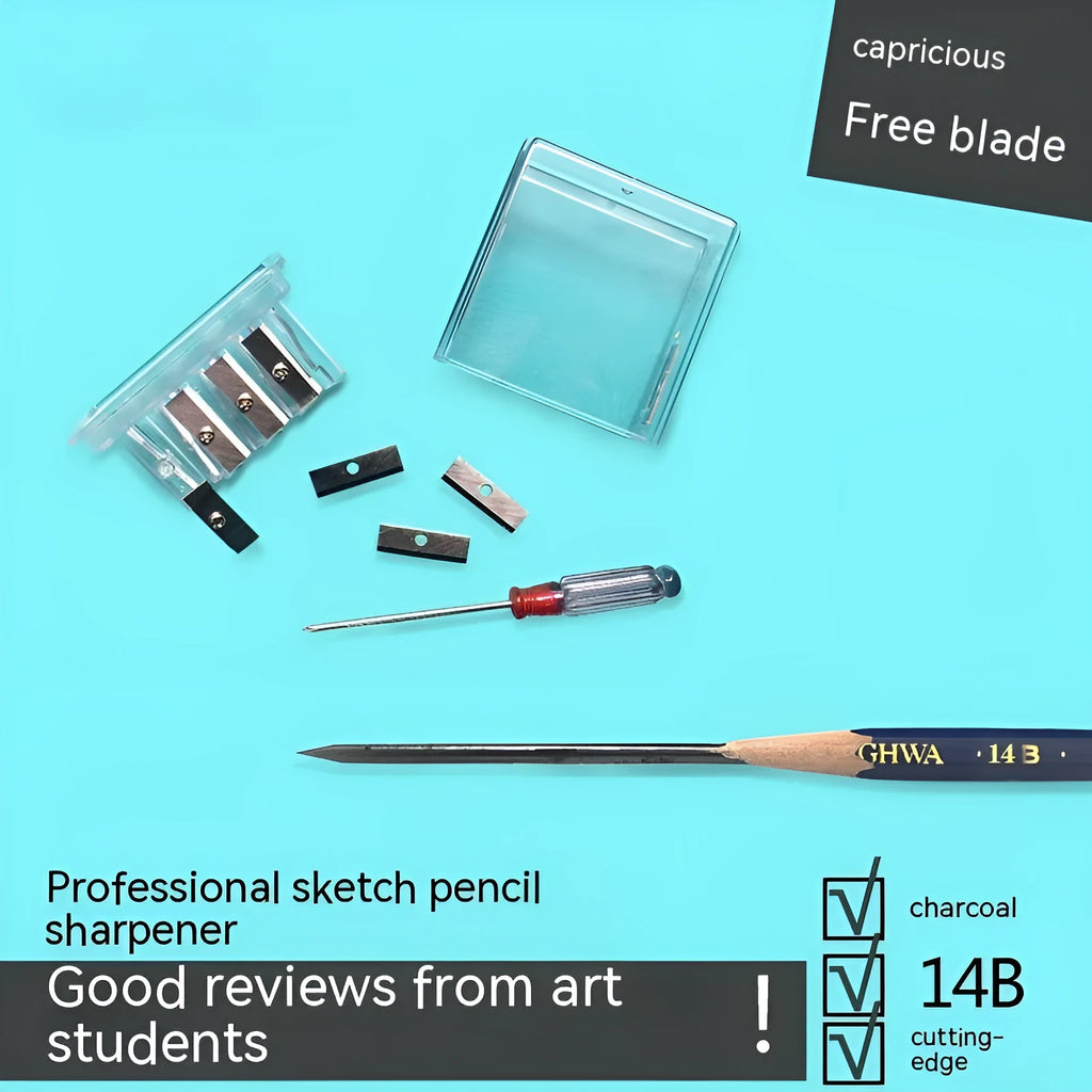 Geometric four-hole pencil sharpener with plastic construction for art and sketching