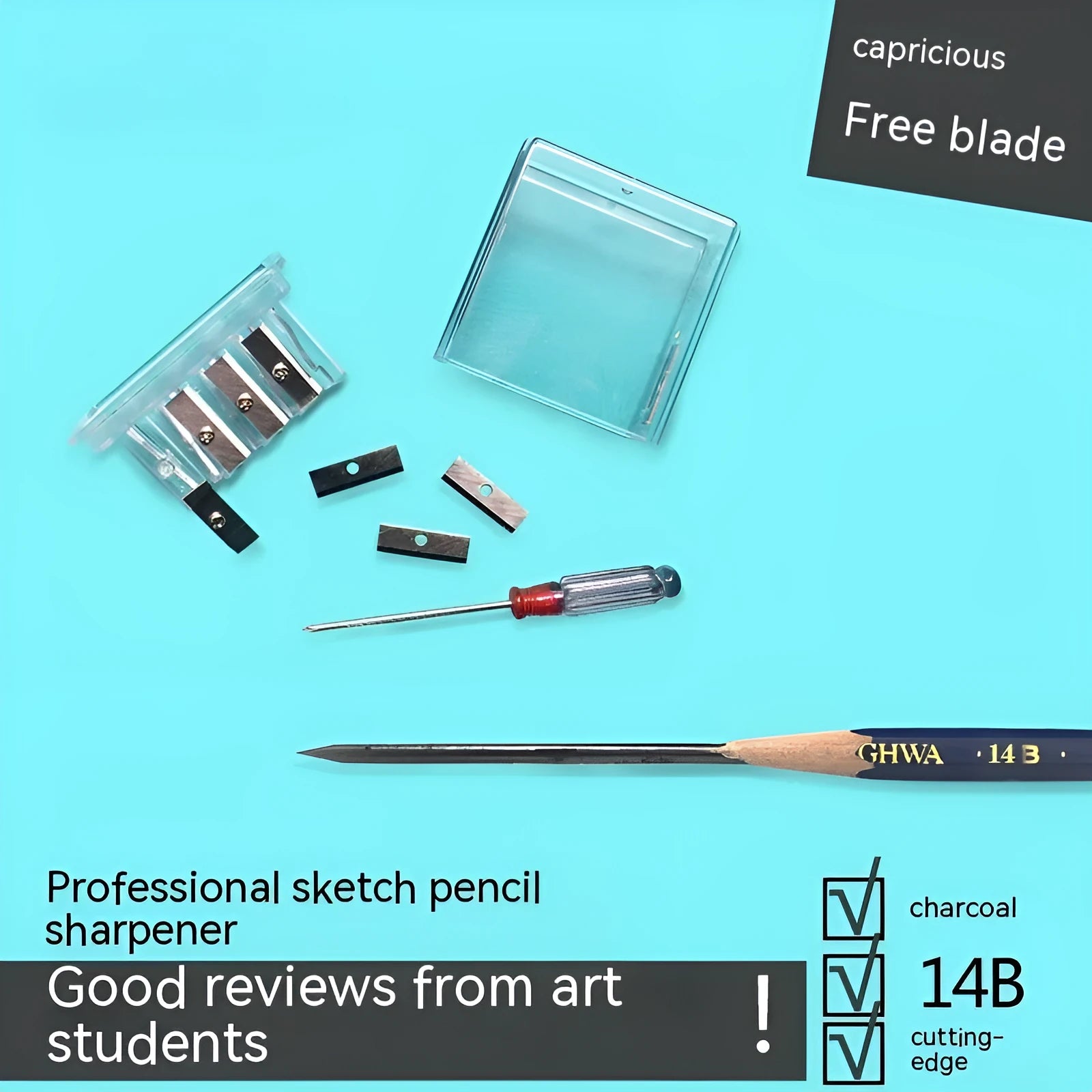 Geometric four-hole pencil sharpener with plastic construction for art and sketching