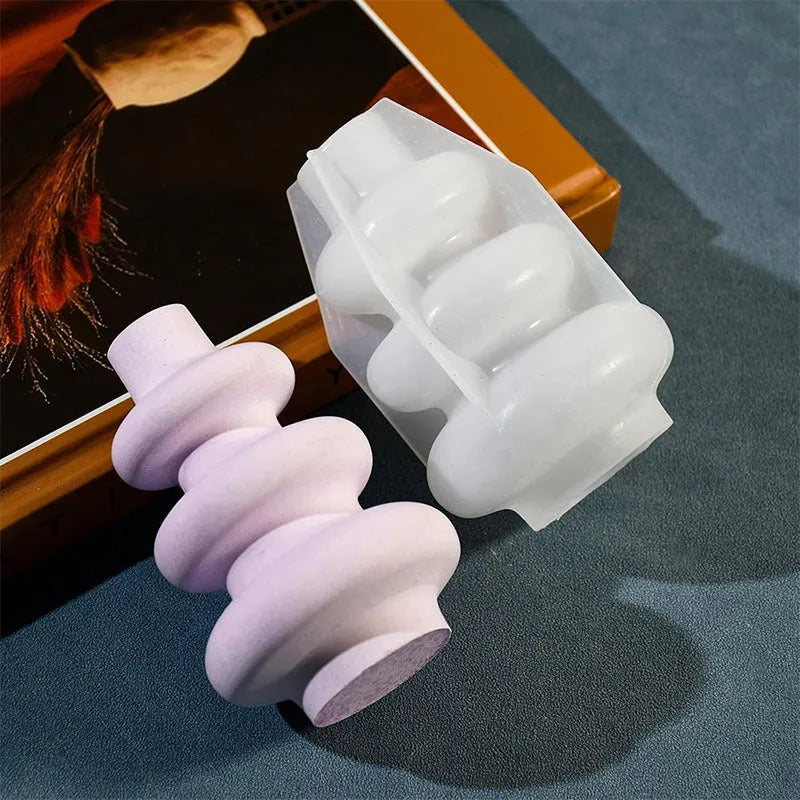 Three layer circle vase silicone mould in modern irregular shape design