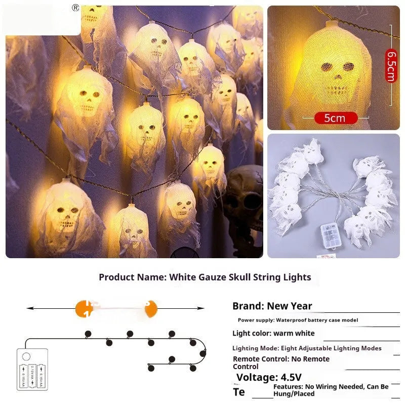 Halloween battery-operated coloured LED string lights for indoor wall decoration with length options