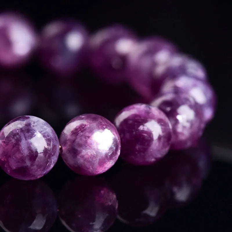 Polished purple grandmother crystal bracelet with geometrical beads in Korean style unisex design
