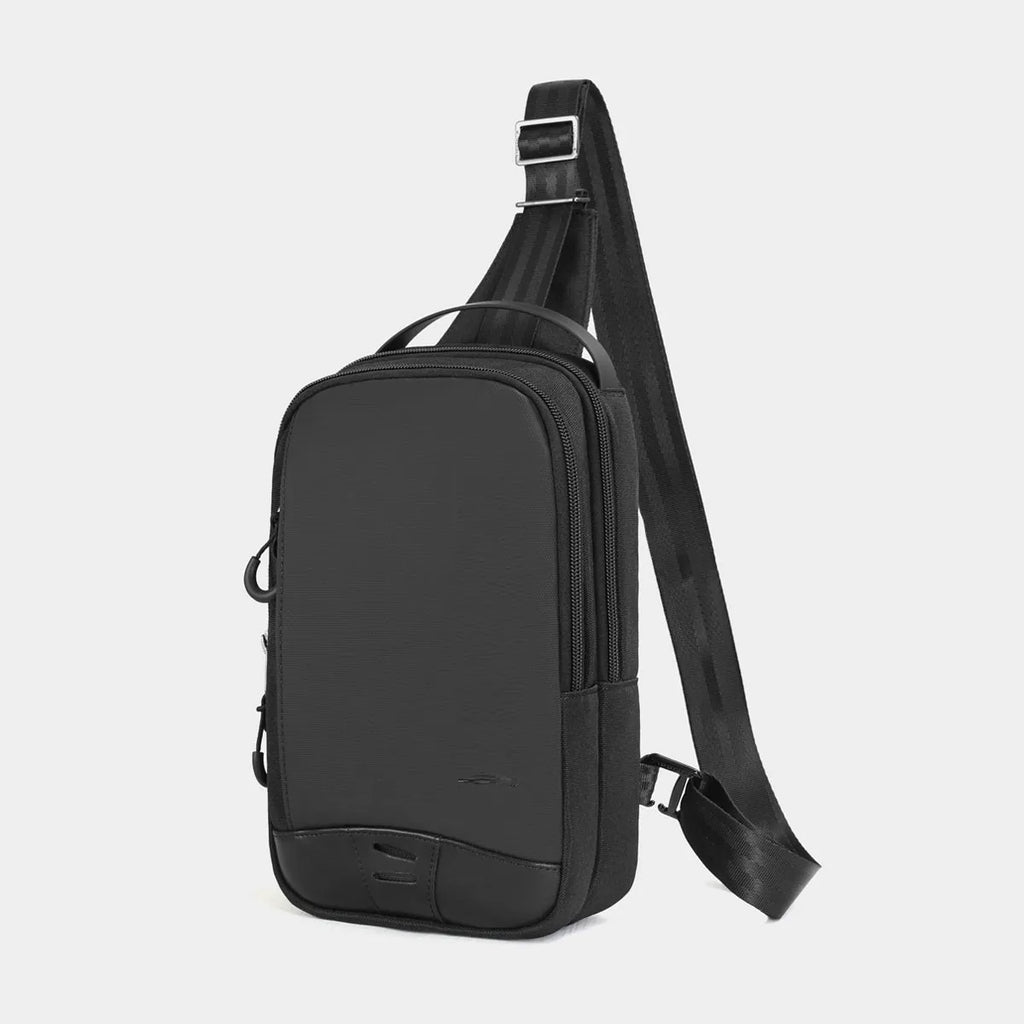 Casual black TPU camouflage chest bag with single shoulder strap and external pockets