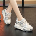 Men's leather casual shoes with thick rubber sole and wedge heel in lace-up design.