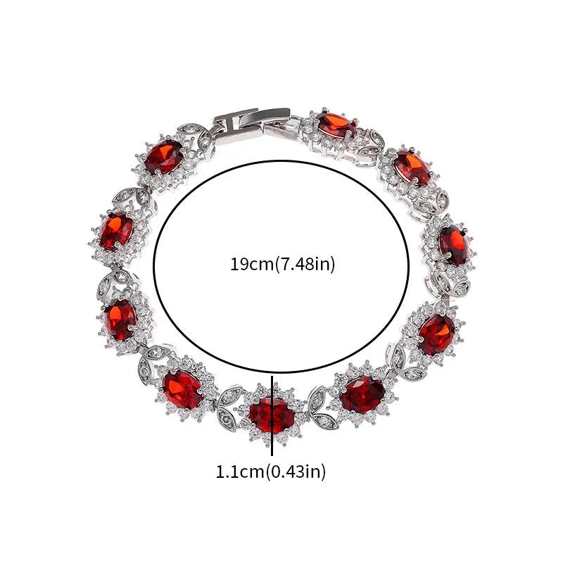 Women's simple zircon inlay bracelet in environmentally friendly alloy, shown in various gemstone-inspired colour finishes.