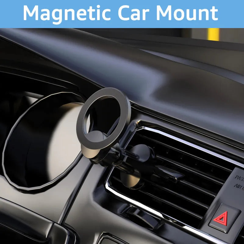 Black magnetic car phone holder with O-ring bracket for vehicles