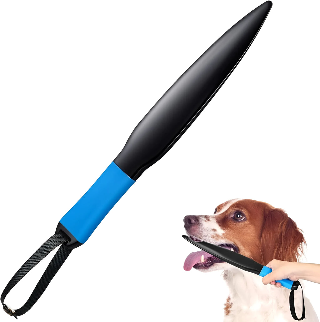 Blue handled nylon dog break stick training tool measuring 35cm for small and medium dogs.