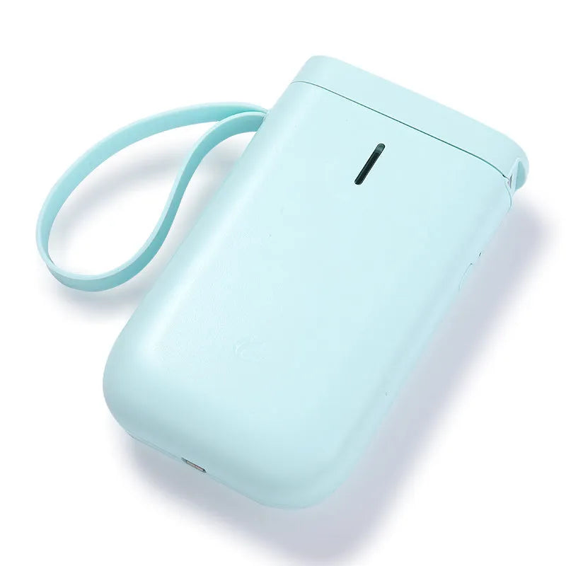 D11 Bluetooth thermal label printer in chosen colour next to smartphone showing label design app.