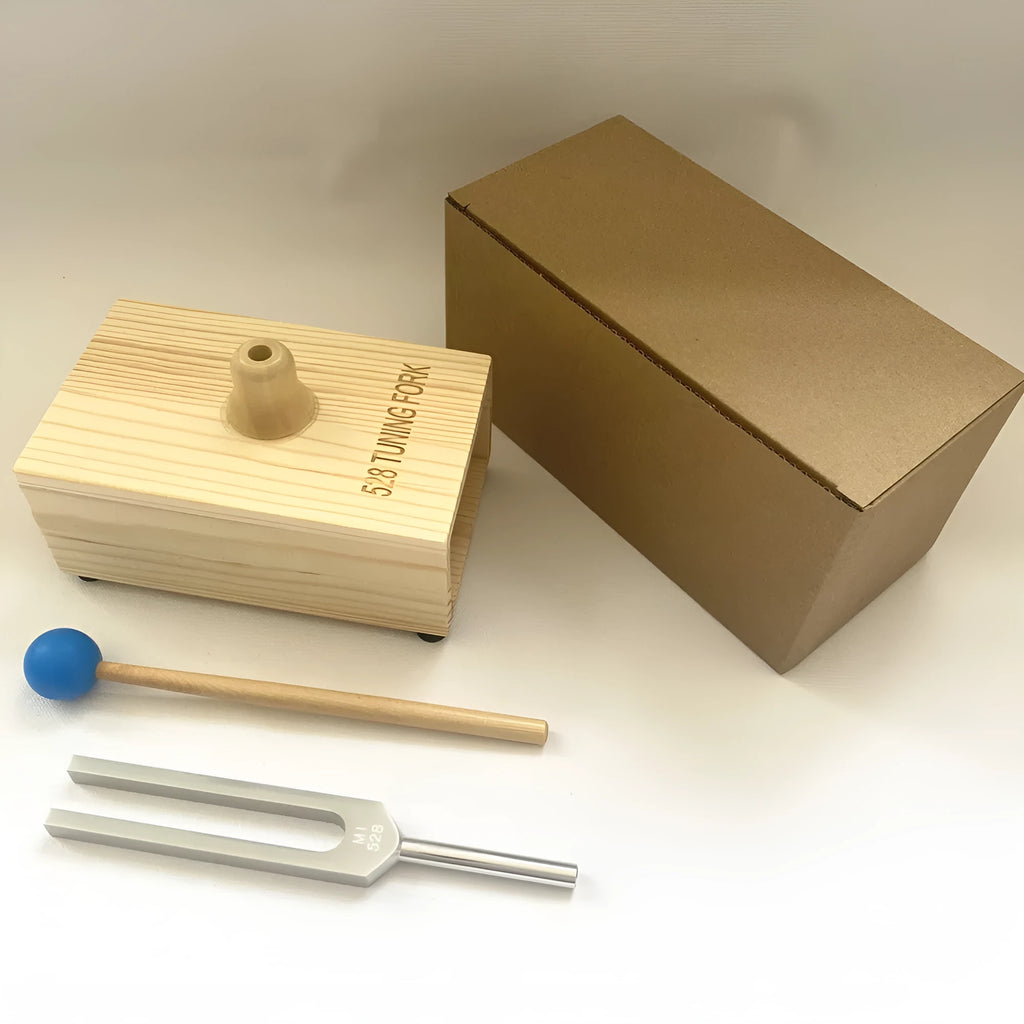 432Hz aluminium alloy tuning fork with speaker set for sound therapy in kraft paper box