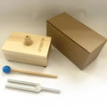 432Hz aluminium alloy tuning fork with speaker set for sound therapy in kraft paper box