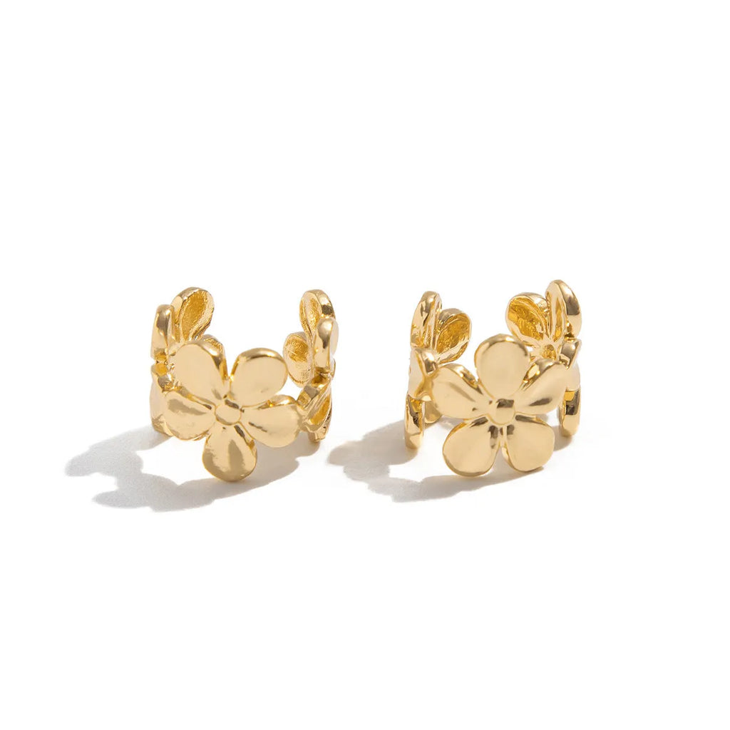 Gold electroplated alloy earrings with starfish and scallop shell charms