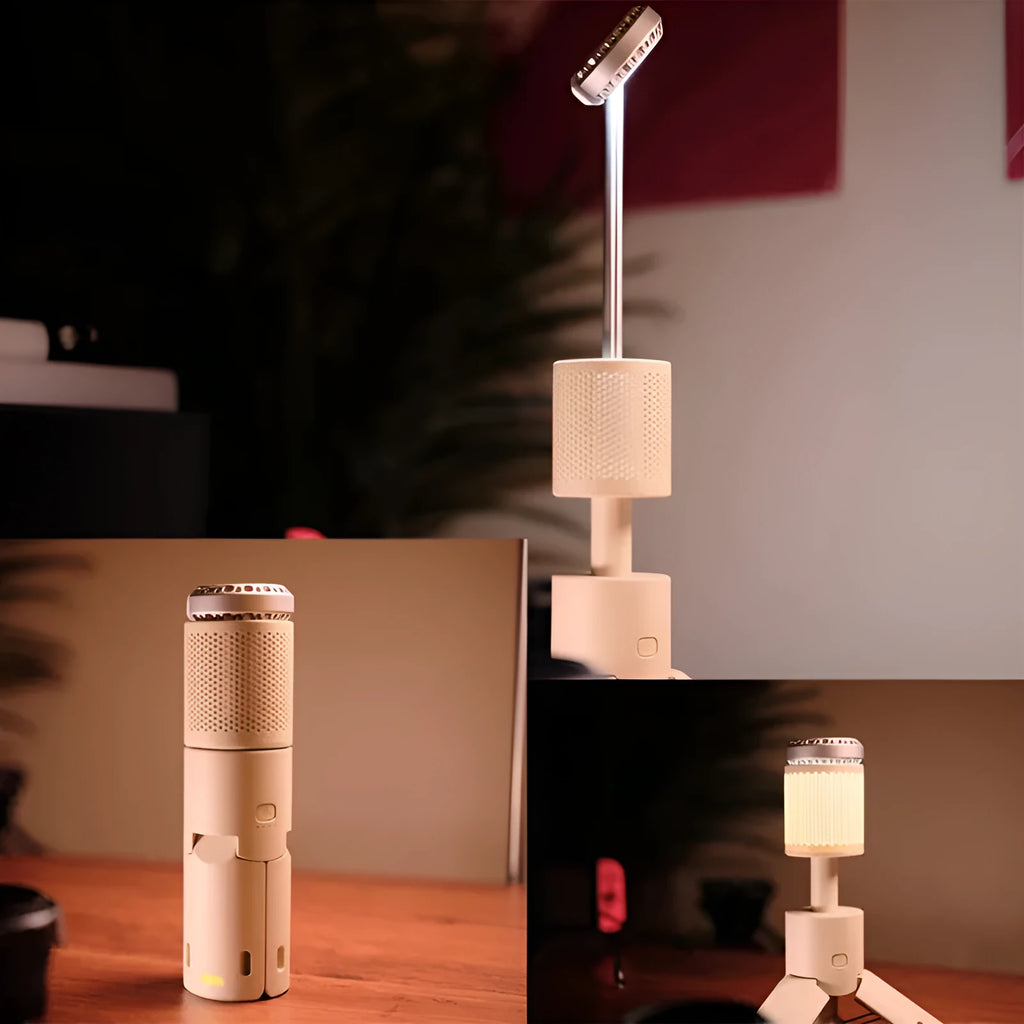 Outdoor camping portable LED light in off white and dark grey colour options with button switch