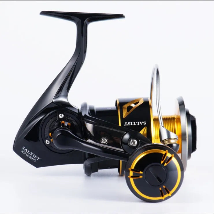 New high-speed all-metal sea fishing spinning reel with silver black colourway and wire cup option